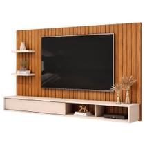 Painel Ripado TV 60 Pol com Bancada Suspensa 179cm Joan D05 Freijó Off White - Lyam Decor