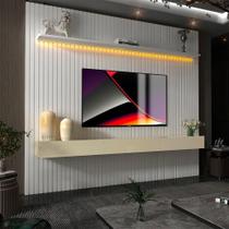 Painel Ripado TV até 85 Polegadas com LED 230cm Nobre Gelius Móveis Off White