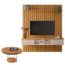 Painel Ripado You Illusion 1.8 com Mesa de Centro Sky Cinamomo Off White - HB Móveis Painel Ripado You Illusion 1.8 com Mesa de Centro Sky Cinamomo Off White - HB Móveis