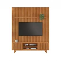 Painel Riso Com Rack Trunfo 2 Portas Ripadas Pés MDF JCM Movelaria