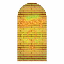 Painel Romano Happy Birthday Neon Decoração 3D Em Tecido 180