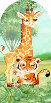 Painel Romano Tecido Veste Fácil Animais Safari Girafa e Tigre Cute 100x200cm