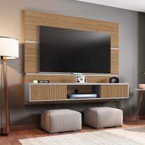 Painel Sala Âmbar para Tv até 65 Polegadas 2 Portas Cinamomo/off-white/ripado