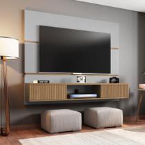 Painel Sala Âmbar para Tv até 65 Polegadas 2 Portas Off-white/cinamomo/ripado