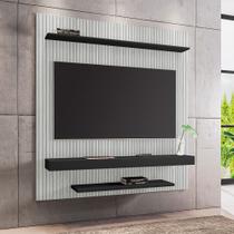 Painel Sala Leme para Tv até 60 Polegadas 2 Prateleiras Ripado/off-white