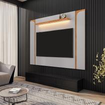 Painel Sala Maresias para Tv até 75 Polegadas com Led e Prateleira Off-white/ Naturalle