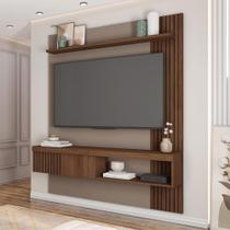 Painel Selina Ripado 150cm para TV até 55 com Porta de Correr e Prateleira MDP Fendi/Havana G11 - Gran Belo