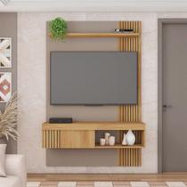 Painel Selina Ripado para TV até 45 com Porta de Correr e Prateleira MDP Buriti/Fendi G11 - Gran Belo