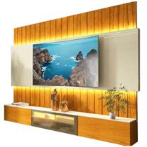 Painel Soberano 230cm para Tv Até 85 Polegadas Ripado com Led e Vidro Reflecta Gelius Cor Naturale Off White Painel Soberano 230cm para Tv Até 85 Polegadas Ripado com Led e Vidro Reflecta Gelius Cor Naturale Off White