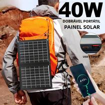 Painel Solar Portátil Dobrável De 40W Com Power Bank USB Tipo-C Para Carregamento De Celular Em Painel Solar Portátil Dobrável De 40W Com Power Bank USB Tipo-C Para Carregamento De Celular Em