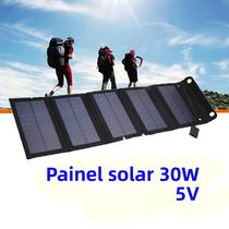 Painel Solar Portátil Flexível E Dobrável De 30W Sistema De Carregamento USB Para Camping Bateria
