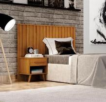 Painel Solteiro Milano Com Mesa de Cabeceira Ripada Leifer