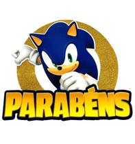 Painel Sonic Parabéns 3D em EVA Decoração Festa Aniversário