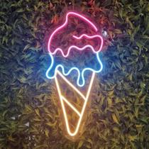 Painel Sorvete Neon Led 50 X 25cm Com Controle Painel Sorvete Neon Led 50 X 25cm Com Controle