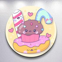 Painel Sublimado Capas Casa de Doces Decoração Festa Estampa Infantil Redondo Mini ou Grande