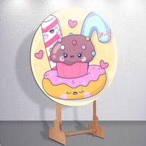 Painel Sublimado Capas Casa de Doces Decoração Festa Estampa Infantil Redondo Mini ou Grande Painel Sublimado Capas Casa de Doces Decoração Festa Estampa Infantil Redondo Mini ou Grande