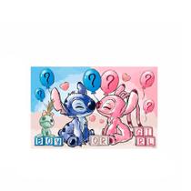 Painel Sublimado Festa Stitch Revelação Decoração Anive 85cm Painel Sublimado Festa Stitch Revelação Decoração Anive 85cm