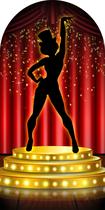 Painel Sublimado Vertical Romano Cabaré Silhueta Mulher no Pódio Luzes 080x180cm