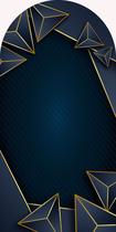 Painel Sublimado Vertical Romano Formas Triângulos Azul Escuro e Dourado 100x200cm Painel Sublimado Vertical Romano Formas Triângulos Azul Escuro e Dourado 100x200cm