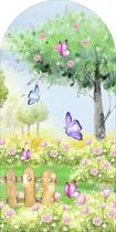 Painel Sublimado Vertical Romano Jardim Aquarela Borboletas - 080x180cm