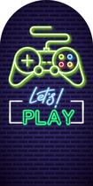 Painel Sublimado Vertical Romano let's play controle jogo neon - 080x180cm Painel Sublimado Vertical Romano let's play controle jogo neon - 080x180cm
