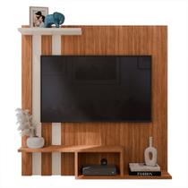 Painel Suporte Para TV 32" Polegadas com nicho Inferior e Superior Cedro OffWhite