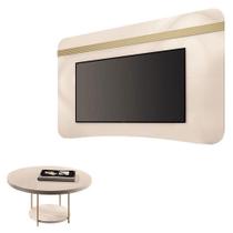 Painel Suspenso Armony Off White Champanhe Com Mesa De Centro Sky Off White - Hb Móveis Painel Suspenso Armony Off White Champanhe Com Mesa De Centro Sky Off White - Hb Móveis