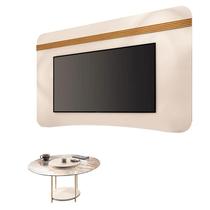 Painel Suspenso Armony Off White Cinamomo com Mesa de Centro Sky com Tampo de vidro Off White - HB Móveis