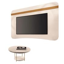 Painel Suspenso Armony Off White Cinamomo com Mesa de Centro Sky Off White - HB Móveis Painel Suspenso Armony Off White Cinamomo com Mesa de Centro Sky Off White - HB Móveis