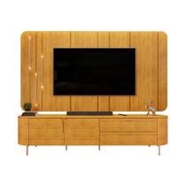 Painel Suspenso com Bancada 241cm Avatar para TV Até 75 com LED e Detalhes Dourados Mel G18 - Gran Belo