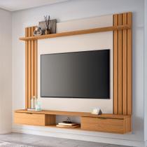 Painel Suspenso Decorativo Doss TV até 70 Pol Ripado MDP/MDF Cinamomo/Off White G26 - Gran Belo