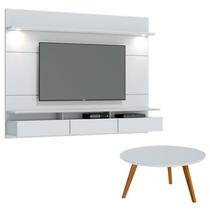 Painel Suspenso Decore 1.8 com mesa de centro Classic Redonda Branco Acetinado - Imcal