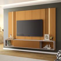 Painel Suspenso Empire TV até "85" C/ LED Off White /Cinamomo - HB Móveis