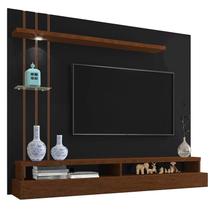 Painel Suspenso Eros Sala TV até 55 Polegadas C/ Iluminacao Preto/Canela