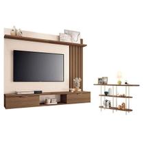 Painel Suspenso Lets Castanho Off White Com Aparador Infinity Castanho - Hb Móveis