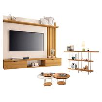 Painel Suspenso Lets Cinamomo Off White com Kit Mesa de Centro Sky e Aparador Infinity Cinamomo - HB Móveis