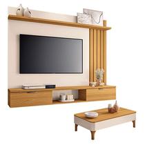 Painel Suspenso Lets Cinamomo Off White com Mesa de Centro Liz Off White Cinamomo - HB Móveis Painel Suspenso Lets Cinamomo Off White com Mesa de Centro Liz Off White Cinamomo - HB Móveis