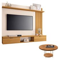 Painel Suspenso Lets Cinamomo Off White com Mesa de Centro Sky Cinamomo - HB Móveis Painel Suspenso Lets Cinamomo Off White com Mesa de Centro Sky Cinamomo - HB Móveis