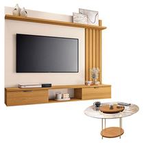 Painel Suspenso Lets Cinamomo Off White com Mesa de Centro Sky com Tampo de vidro Cinamomo - HB Móveis Painel Suspenso Lets Cinamomo Off White com Mesa de Centro Sky com Tampo de vidro Cinamomo - HB Móveis