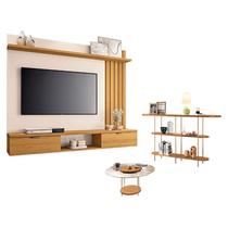 Painel Suspenso Lets Cinamomo Off White com Mesa de Centro Sky com Tampo de vidro e Aparador Infinity Cinamomo - HB Móveis Painel Suspenso Lets Cinamomo Off White com Mesa de Centro Sky com Tampo de vidro e Aparador Infinity Cinamomo - HB Móveis