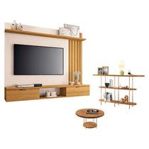 Painel Suspenso Lets Cinamomo Off White com Mesa de Centro Sky e Aparador Infinity Cinamomo - HB Móveis Painel Suspenso Lets Cinamomo Off White com Mesa de Centro Sky e Aparador Infinity Cinamomo - HB Móveis