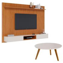 Painel Suspenso Loft 2.2 com Mesa de Centro Classic Redonda Nature Off White - Imcal