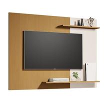 Painel Suspenso Mênfis Para Sala Com Detalhe Ripado E Organizador Cedro/Off Painel Suspenso Mênfis Para Sala Com Detalhe Ripado E Organizador Cedro/Off