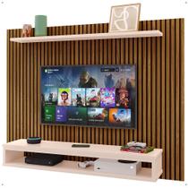 Painel Suspenso Nairóbi Prateleira Superior Nicho Tv até 48 Polegadas Sala Estar Quarto - Ripado/Off - RPM Móveis