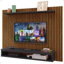 Painel Suspenso Nairóbi Prateleira Superior Nicho Tv até 48 Polegadas Sala Estar Quarto-Ripado/Preto - RPM Móveis