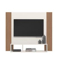 Painel Suspenso Para Tv 1,20x100 cm Off White Cristal/Ripado Madeira - Demadero