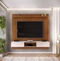 Painel Suspenso Para TV até 70 Polegadas Ripado Luca 180 Freijó Off White - DJ Móveis MDF/MDP