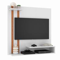 Painel Suspenso Para Tv Smart até 32 Polegadas Com Prateleira Organizadora Quarto Sala Pequena - Branco/ Nature - RPM
