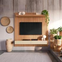 Painel Suspenso Ripado 183cm 2 Gavetas Freijó/Off White Painel Suspenso Ripado 183cm 2 Gavetas Freijó/Off White