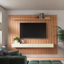 Painel Suspenso Ripado 228cm 2 Gavetas Freijó/Off White Painel Suspenso Ripado 228cm 2 Gavetas Freijó/Off White